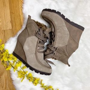 G by Guess suede wedged heeled boot